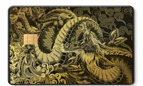 Dragon of the East metal card by Gold Wraps, stainless steel with Eastern dragon design