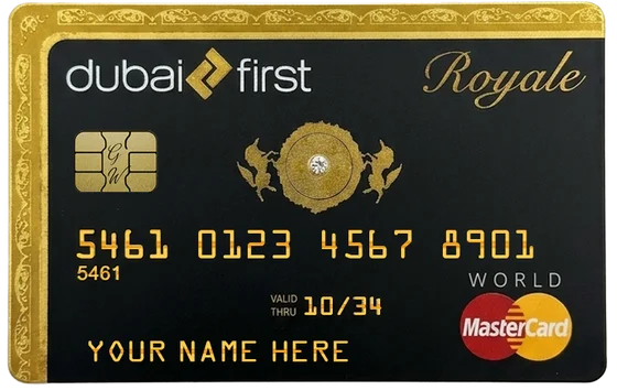 Dubai Royal metal card by Gold Wraps, premium gold stainless steel with Arabic royal design