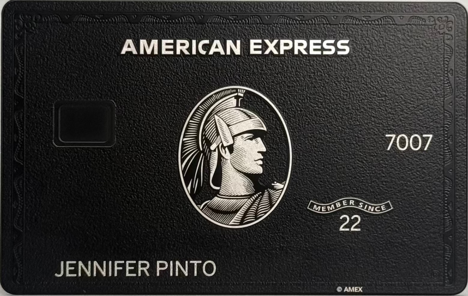Black Centurion AMEX Metal Card 金屬卡卡面展示