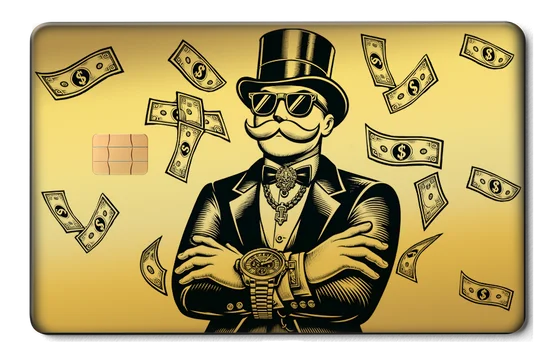 Monopoly Boss metal card by Gold Wraps, premium stainless steel Monopoly Man design