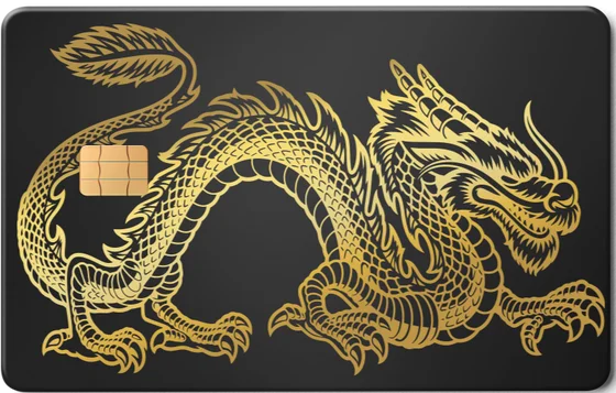 Dragon metal card by Gold Wraps, stainless steel with Western dragon design