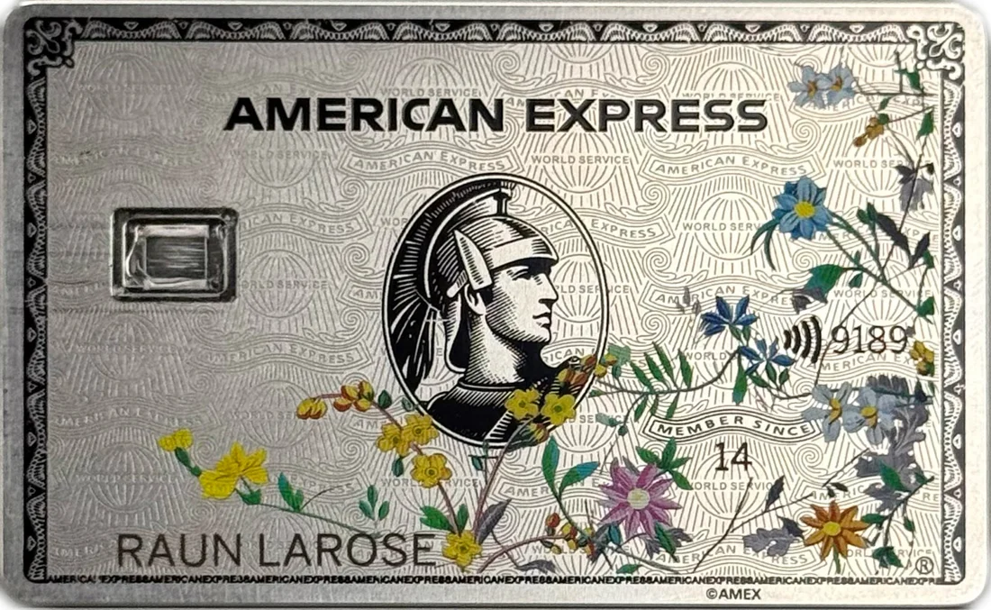 Flowers Platinum AMEX 金屬卡卡面展示