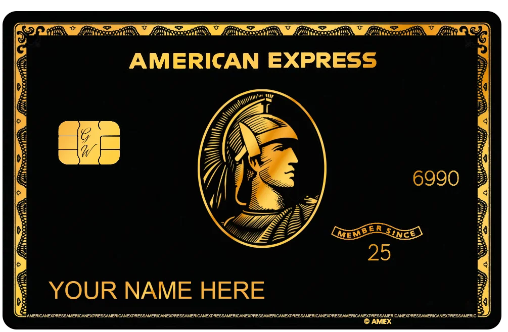 Black Gold AMEX 金屬卡卡面展示