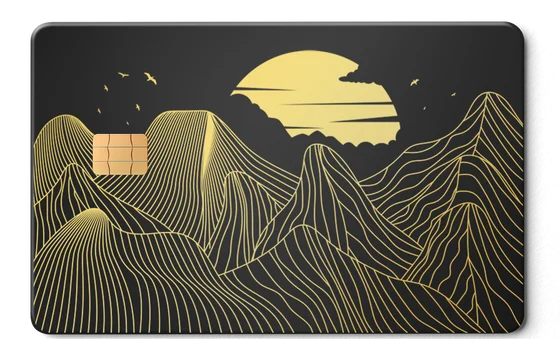 Mountain Line metal card by Gold Wraps, stainless steel with minimalist mountain design