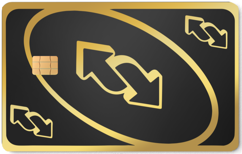 UNO Reverse Card 金屬卡卡面展示